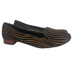 🌸2/$25 Dolce Vita Brown Black Zebra Animal Stripe Calf-hair Loafers Slip-on Shoe